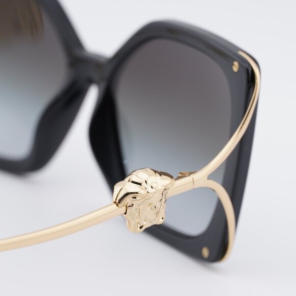Versace VE4502U GB1/87 Sunglasses Black/Gold Square Frame, Grey Gradient Lenses - Picture 4 of 9